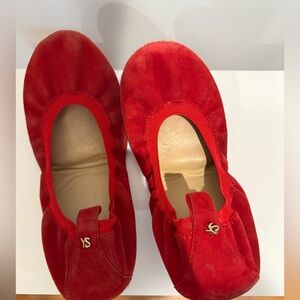 Yosi Samra Red Suede Ballet Flats